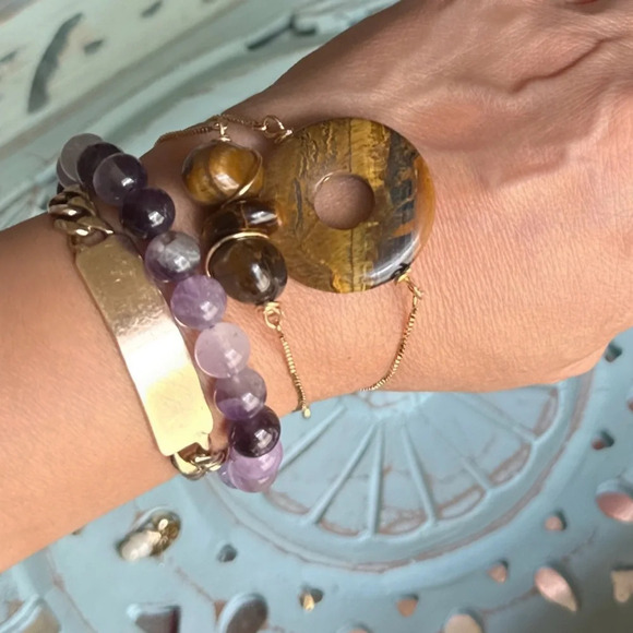 Tiger’s eye wealth and power adjustable gold rope bracelet/healing crystals - Picture 6 of 10